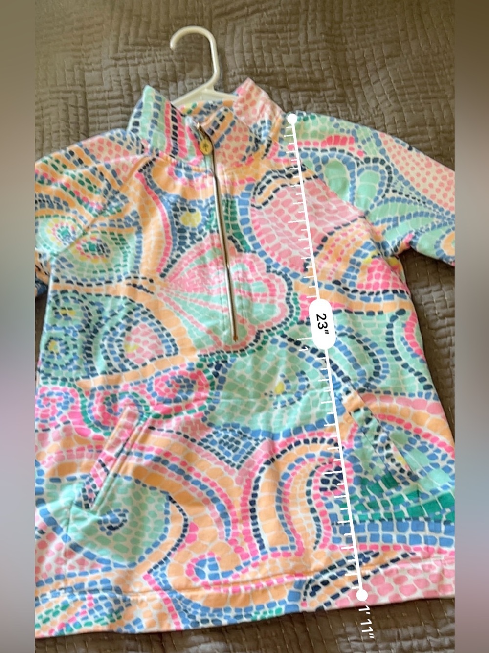 Lilly Pulitzer Skipper Popover Title Wave Mosaic 1/2 Zip Long Sleeve Size S - Picture 12 of 14